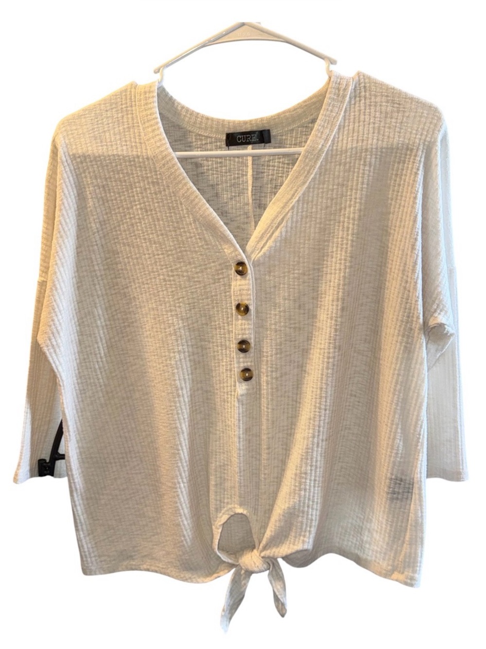 Cure. Women's Button-Front Tie-Hem Blouse